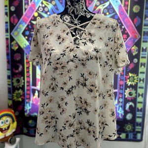 Criss-cross Floral Blouse